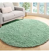 ONASAR Sage Green Round Area Rug 4ft, Fluffy Soft Bedroom Circle Rugs for Kids Girls Boys Teen Do...
