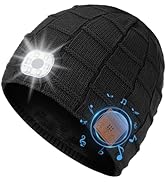 Wireless Music Beanie Hat with Light Unisex Musical Knitted Cap Rechargeable Beanie with Light Bu...