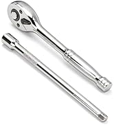 WRANIX 1/4" Drive Ratchet Wrench Set, 90T Quick-Release Reversible Ratchet, Cr-Mo Head with 6" Ex...