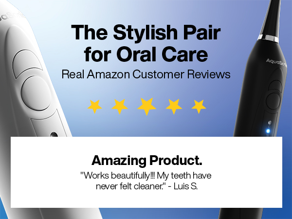 AquaSonic Duo Series Electric Toothbrush with different cleaning modes, safe for sensitive teeth