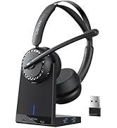 LEVN Wireless Headset, Wireless Headset with Mic for Work, AI Noise Cancelling, 65 Hrs Working Ti...