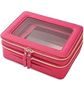 Aveniee Clear Makeup Bags, Double Layer Cosmetic Bags with a Separate Brush Compartment, Large Tr...