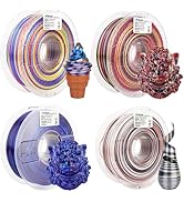 AMOLEN Silk PLA Bundle 3D Printer Filament, Shiny Multicolor Rainbow PLA Filament 1.75mm, Fast Co...