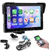 Rimoody 7 Inch Motorcycle Carplay Screen with Wireless Carplay Android Auto for Car, IP67 Waterpr...