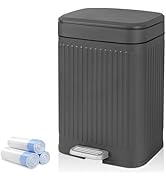 rejomiik Small Bathroom Trash Can with Lid 2.1 Gallon Soft Close Step Slim Garbage Can Waste Bin ...