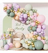 Fairy Balloon Arch Kit – 159PCS Pastel Pink Purple Dusty Blue Green Orange and Gold Balloons, for...