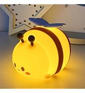 HomeCozi Cute Bee Night Light – Silicone Rechargeable Touch-Controlled Dimmable RGB Lamp with Adj...