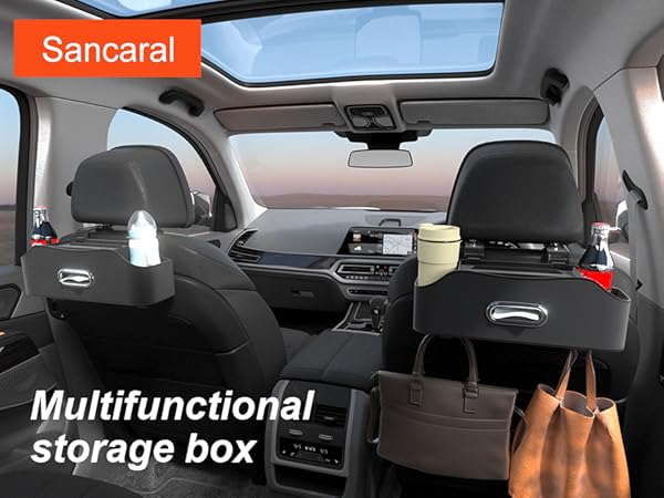 Sancaral Back Seat Cup Holder for Car – Multifunctional Seat Back Organizer with Drink Holders