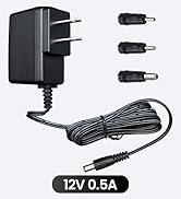 12V 0.5A Power Supply Adapter with 3 DC Tips, AC 100~240V to DC 12V 500mA 6W Switching Adapter 5....