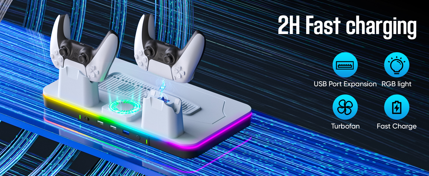 ps5 docking station with cooling fan