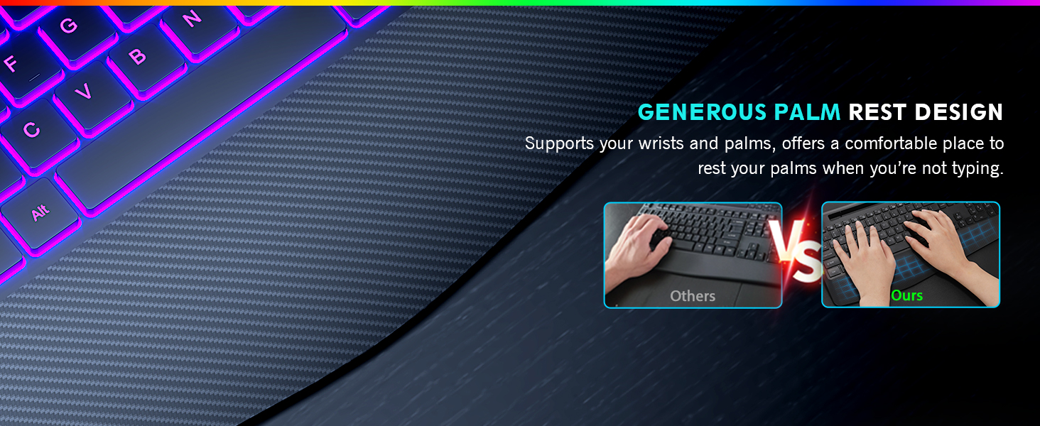 ergonomic keyboard with wrist plam rest