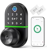 Smart Keypad Door Lock with Knob: Keyless Entry Door Lock with Handle - Fingerprint Biometric Doo...