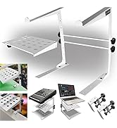 AxcessAbles Two-Tier Adjustable DJ Stand with Clamps | For Controllers and Laptops up to 20lbs.| ...