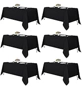 Fitable Black Tablecloths for Rectangle Tables, 6 Pack - 70 x 120 Inches - Reusable and Washable ...