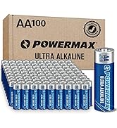 Powermax 100-Count AA Batteries, Ultra Long Lasting Alkaline Battery, 10-Year Shelf Life, Reclosa...