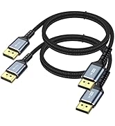 UKYEE Displayport to Displayport Cable Nylon Braided Monitor Cord Grey 6FT 2-Pack