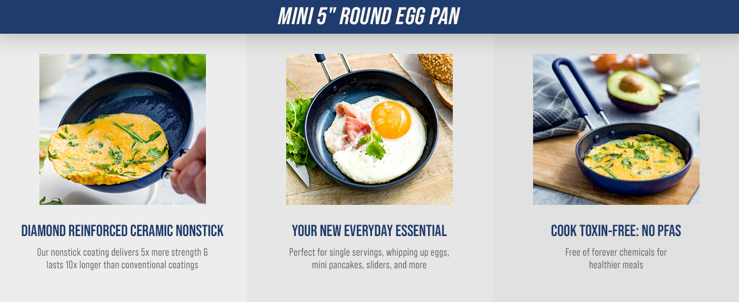 BlueDiamond, Ceramic Nonstick, PFAS-Free, Non-Toxic, Cookware, Frypans, Classic