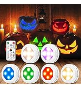 Litake Halloween Pumpkin Lights, Color Changing Jack-O-Lantern Lights with Timer,Remote Control B...