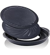 TECHEF - TRUE GRILL PAN SET (Standard &amp; Dome) - Stovetop Nonstick Indoor/Outdoor Smokeless BBQ Gr...