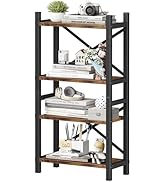 Desktop Bookshelf, 4-Tier Stackable Narrow Bookcase, Adjustable Industrial Desk Organizer &amp; Hutch...