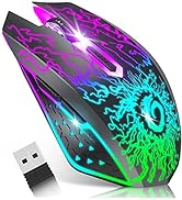 VersionTECH. Wireless Gaming Mouse, Rechargeable Computer Mouse Mice with Colorful LED Lights, Si...