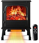 Aidoly 26" Freestanding Electric Fireplace with Remote&amp;12H Timer, Infrared Heater Stove with 3D F...