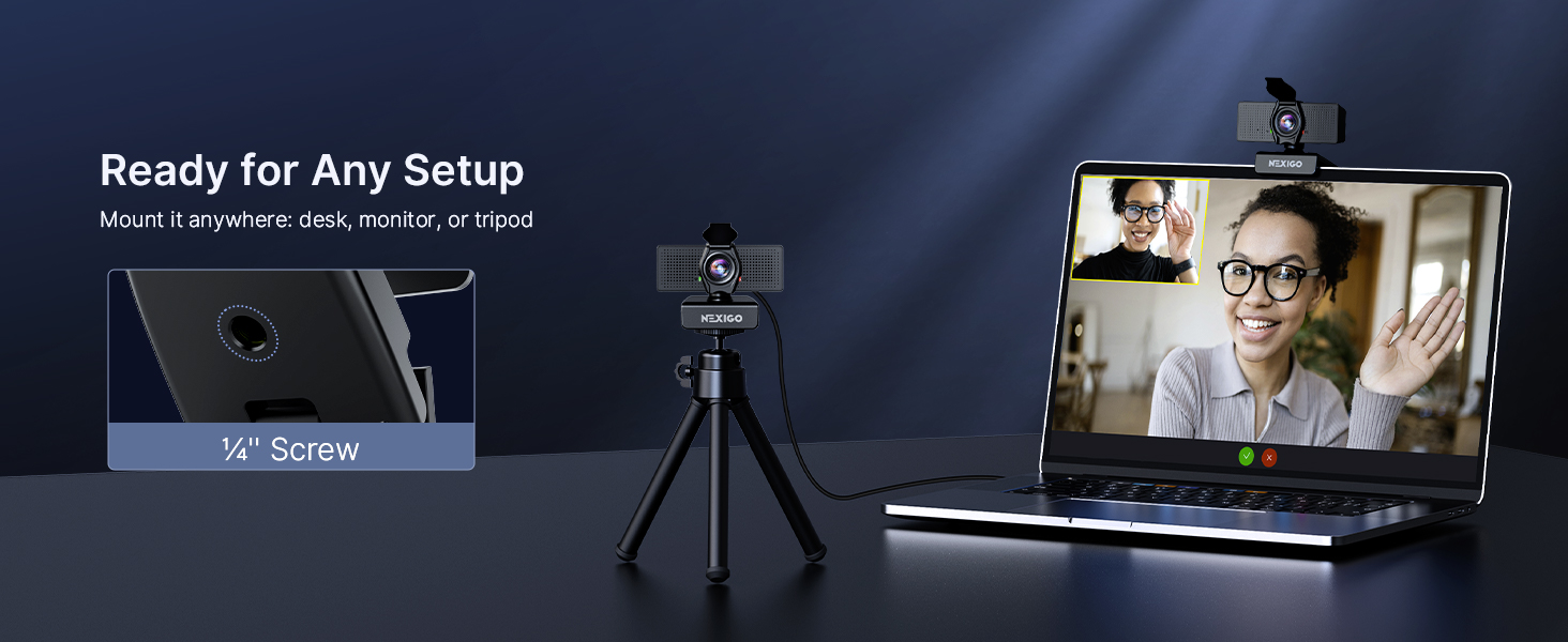 One webcam is mounted on a desk, and the other is placed on a computer.