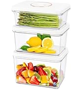 Vixino Vacuum Seal Containers, 3Pcs Reusable Food Storage Containers with Lids for Meal Prep and ...