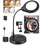 ?Flexible Gooseneck 2-in-1 Magnifying Glass with Light and Stand,10x &amp; 5x Real Glass Lens Magnify...