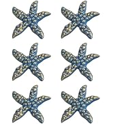 AMAJY Starfish Cabinet Knobs Set of 6 - Cobalt Blue with Gold Accents - Cast Iron Knobs for Kitch...