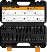 Hex Bit Impact Socket Set: 36-Piece with 4 Adapters, 1/4", 3/8", 1/2"Drive Master Allen Socket Se...