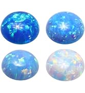 PH PandaHall 4pcs Half Round Opal Cabochons 6mm Blue Flatback Cabochon Synthetic Opalite Cabochon...
