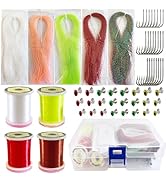 FREE FISHER 58Pcs Fly Tying Material Kit Flashabou Brass Dumbbell Eyes Thread Hooks for Starter D...