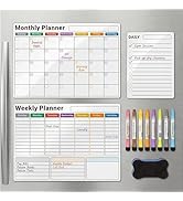 AUVIREC Magnetic Calendar for Refrigerator (3-Pack, Ships Flat) - 17"x12" Monthly, Weekly &amp; Daily...