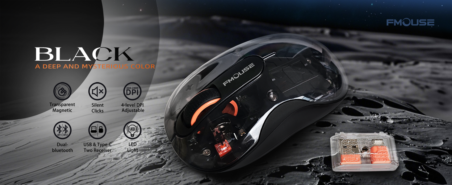  Tri-mode Dual Bluetooth Wireless Transparent Mouse