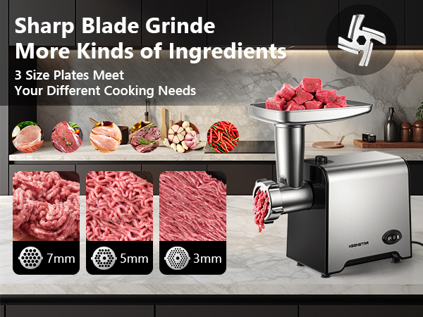Food Grinder with Blade &amp; 3 Plates, Sausage Stuffer Tubes &amp; Kubbe Kit