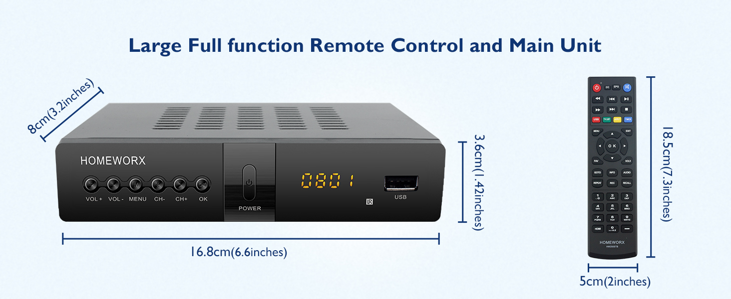 HW250STB Size Remote