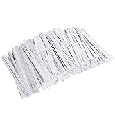 Unves 1000 Pcs White Paper Twist Ties Reusable Bread Ties for Bags Candy Coffee Cello Cake Pops (...
