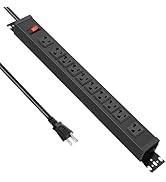 JUNNUJ Multi Angle Mount 10 Outlet 20 Amp Power Strip Heavy Duty, 2700J Surge Protector Under Des...