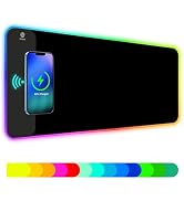 ToLuLu RGB Gaming Wireless Charging Mouse Pad, 5/7.5/10/15W 10 Light Modes LED Mouse Pad Computer...