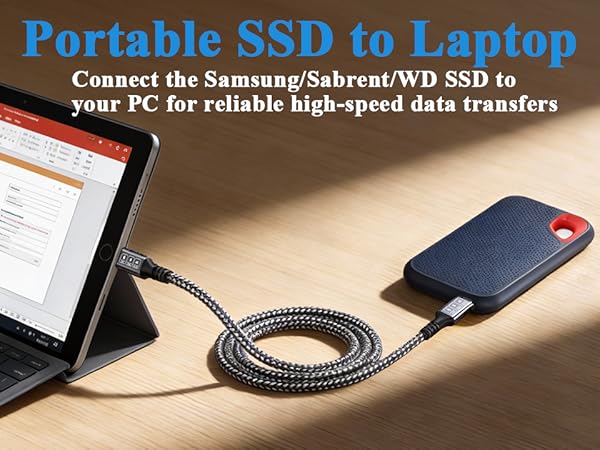 20gbps usb c data cable, connect the ssd to your laptop for reliable high-speed data transfers