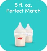 NUK Perfect Match 2-in-1 Natural and Anti-Colic Bottle with Slow Flow, Wide, Adaptable Nipple, 5o...
