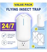 2 Flying Insect Traps &amp; 2 Refill Cartridges - Plug in Fly Trap &amp; UV Light Indoor Bug Catcher for ...