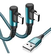 sweguard USB Type C Charger Cable Right Angle [2-Pack,6.6FT] 3.1A Nylon Braided Cord for iPhone 1...