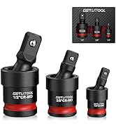 GETLITOOL 3Pcs Swivel Socket Set, Cr-Mo Steel Impact Swivel Socket Set with Corrosion-Resistant F...
