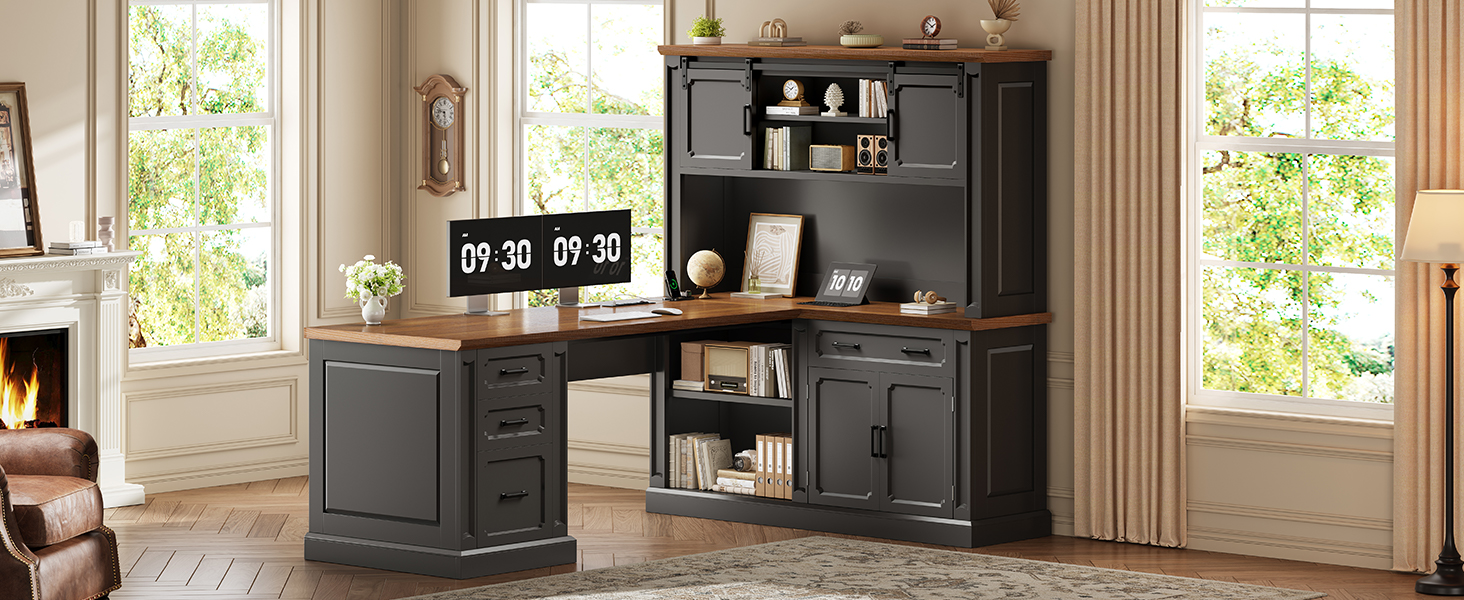 farmhouse desk with hutch