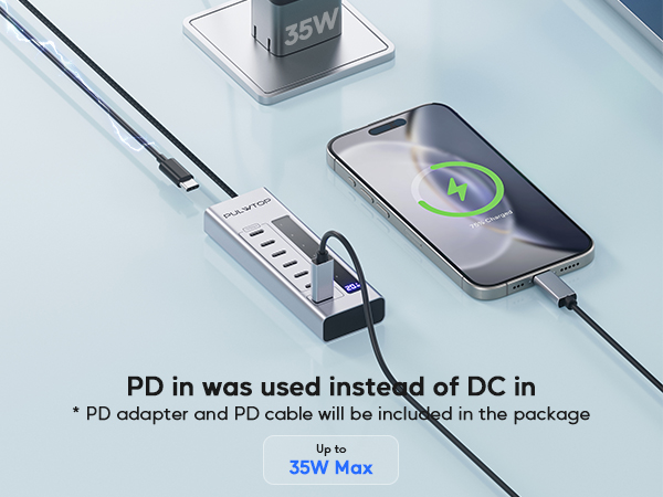 Powered USB C Hub, 7 in 1 USB C Hub