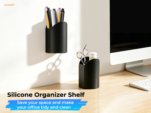 desktop organizer self adhesive pencil holder wall mounted pen holder silicone storage features