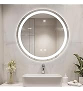 WallBeyond LED Bathroom Mirror with Lights, 24'' Round Light Up Bathroom Mirror for Wall with Fro...