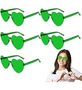 PLULON Heart Sunglasses for Women 5/12/25 Pcs, Heart Glasses Valentine Day Rimless Shaped Candy C...